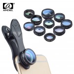 APEXEL 10 in 1 Kit telefon Phone Lens Fish eye Wide Angle Macro 2X telephoto CPL star Filter Kaleidoscope Camera Lens for iphone