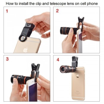 Mobile Phone Telescope Camera Lens 8X Zoom Telephoto Len With Clip Universal External Lenses For iPhone Samsung And Smartphone