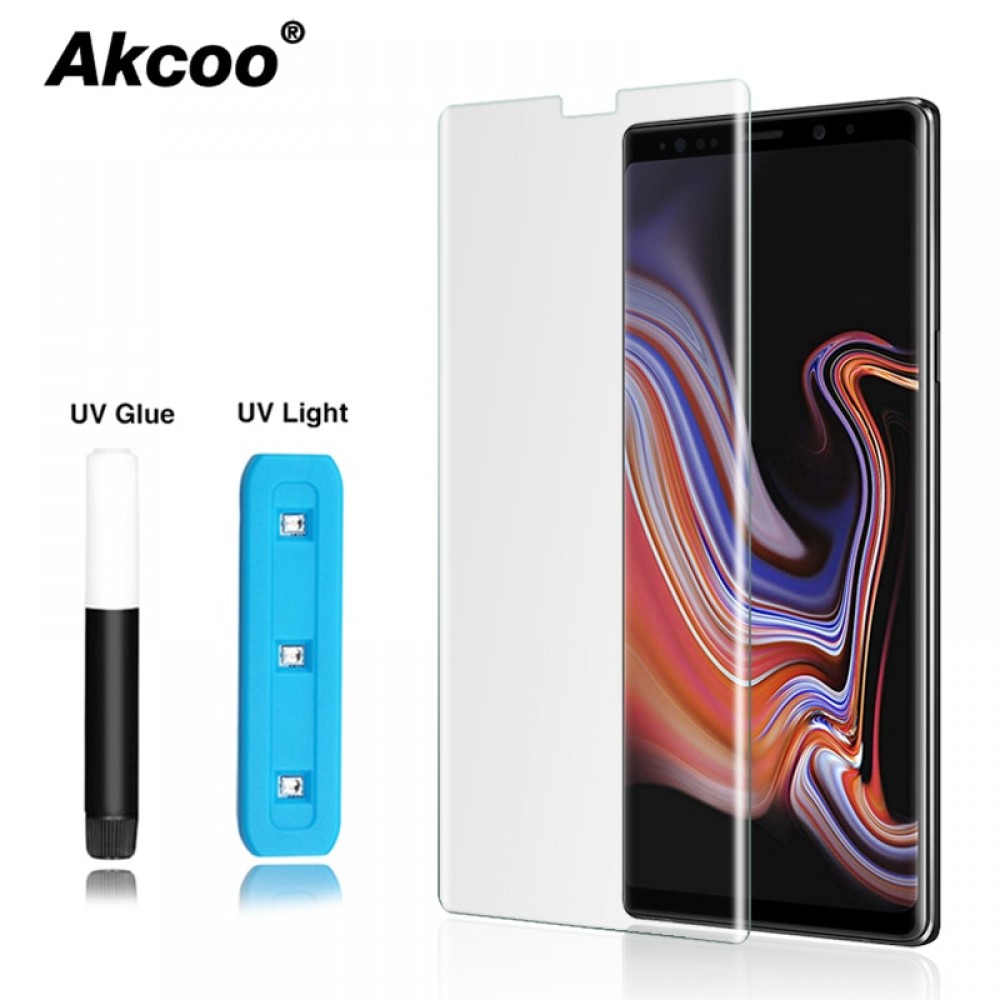 Akcoo S8 full glue glass screen protector with UV liquid full adhesive for Samsung Galaxy S9 Plus Note 8 Note 9 tempered glass