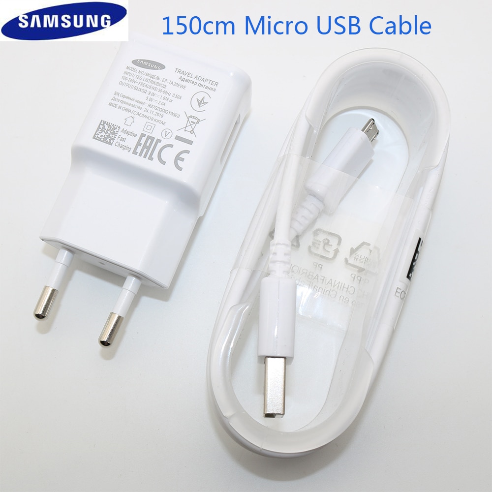 Original Samsung Fast Charger Galaxy Note4 5 S7 6 edge Adaptive Quick Charge 9V1.67Aamp;5V2A 1.5M Micro USB Cable wall charger