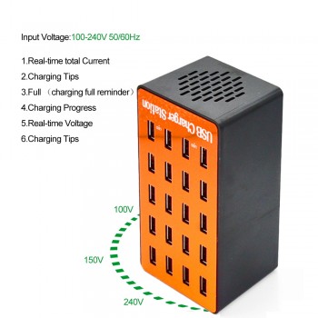 AIXXCO 20-Port 18A 90W Multi USB Charger HUB LED USB Charging Station Dock Universal Mobile Phone Desktop Wall Home Chargers