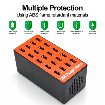 AIXXCO 20-Port 18A 90W Multi USB Charger HUB LED USB Charging Station Dock Universal Mobile Phone Desktop Wall Home Chargers