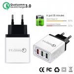 30W QC 3.0 Fast Quick Charger 3 Port USB Hub Wall Charger Adapter US EU Standard Plug r30