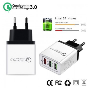 30W QC 3.0 Fast Quick Charger 3 Port USB Hub Wall Charger Adapter US EU Standard Plug r30