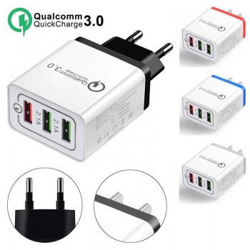 30W QC 3.0 Fast Quick Charger 3 Port USB Hub Wall Charger Adapter US EU Standard Plug r30