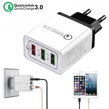 30W QC 3.0 Fast Quick Charger 3 Port USB Hub Wall Charger Adapter US EU Standard Plug r30