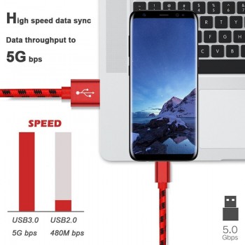0.2m/1m/2m/3m Long USB C QC3.0 Fast Charger Charge for Huawei P20 Lite Mate 10 Pro Honor 10 9 8 V8 V9 P9 P10 Plus Type-C Charges