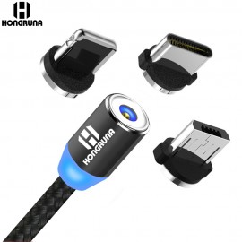 Magnetic Cable Micro Usb Typec Cord Charger Data Sync LED Smart Fast Charging Mobile for Samsung iPhone iPad Xiaomi Huawei redmi
