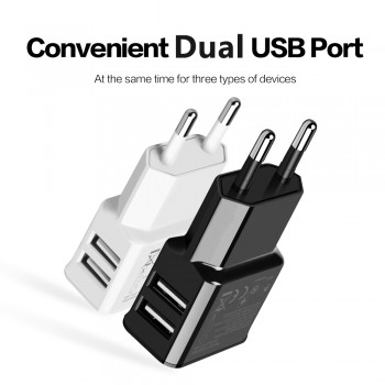 ZRSE 5V 2.4A EU Plug 2 Ports Dual USB Wall Charger Universal Mobile Phone Charger For iPhone Samsung Xiaom Travel Tablet Adapter