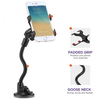 Crouch Car Phone Holder Flexible 360 Degree Adjustable Support GPS Car Mount Mobile Phone Holder For Smartphone 3.5-6 inch