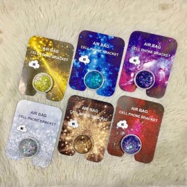 Universal mobile phone kickstand Dynamic quicksand air bag Phone Expanding Stand Finger Holder for phone ring 3D bling liquid
