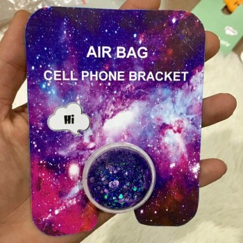 Universal mobile phone kickstand Dynamic quicksand air bag Phone Expanding Stand Finger Holder for phone ring 3D bling liquid