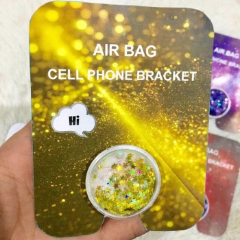 Universal mobile phone kickstand Dynamic quicksand air bag Phone Expanding Stand Finger Holder for phone ring 3D bling liquid