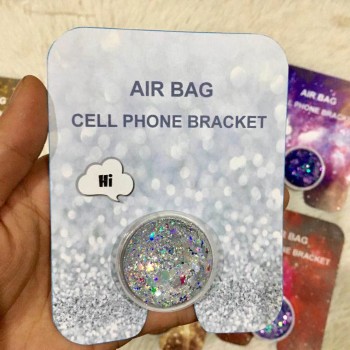 Universal mobile phone kickstand Dynamic quicksand air bag Phone Expanding Stand Finger Holder for phone ring 3D bling liquid