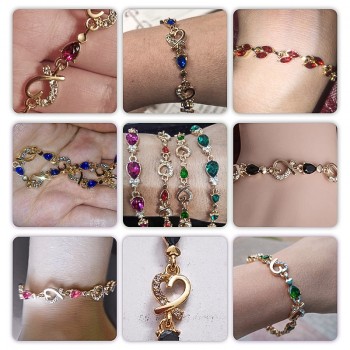 MISANANRYNE New 5 colors Beautiful Bracelet for Women Colorful Austrian Crystal Fashion Heart Chain Bracelet Wholesale