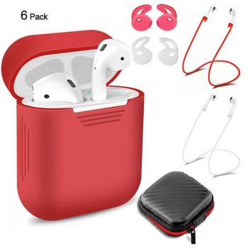 6 Pcs/Set Silicone Protective Cover amp; Receiving box amp; Anti Lost Strap amp; Ear Cover Hooks for Apple AirPods Case r30