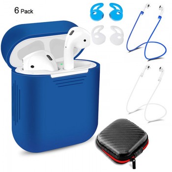 6 Pcs/Set Silicone Protective Cover amp; Receiving box amp; Anti Lost Strap amp; Ear Cover Hooks for Apple AirPods Case r30