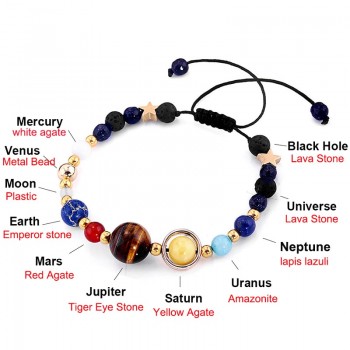 BOEYCJR Universe Planets Beads Bangles amp; Bracelets Fashion Jewelry Natural Solar System Energy Bracelet For Women or Men 2019