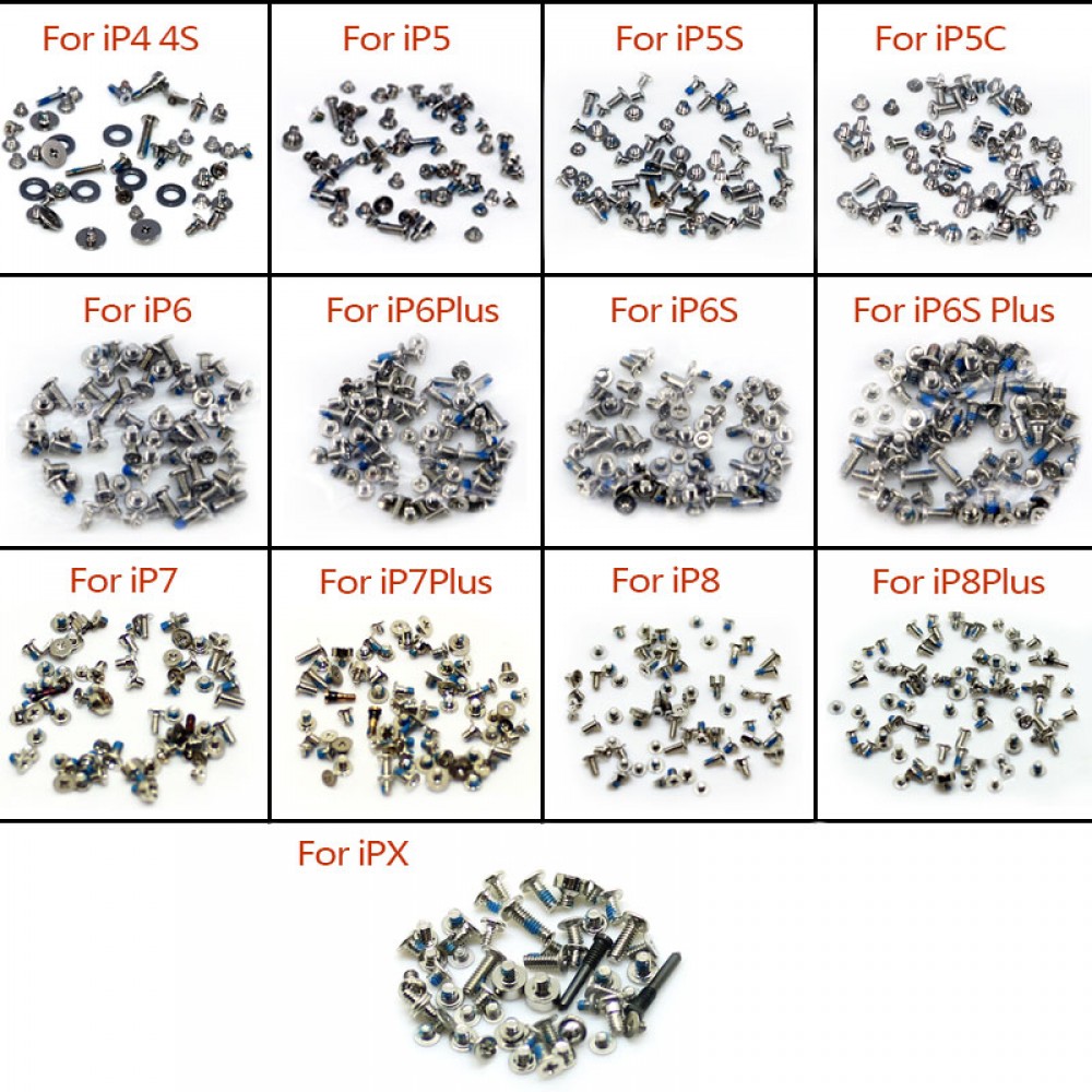 Complete Kit Screws Full Set with 2 Bottom Dock Screw Replacement for iPhone 4 4S 5s 6 6s 6p 6sp 7 7p 8 8P X Mobile Accessories