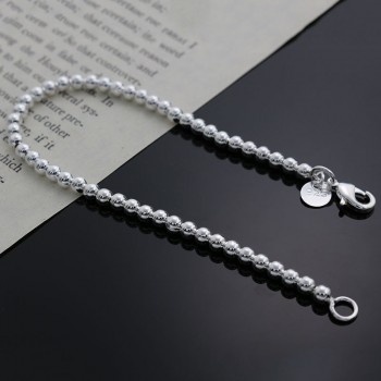 Beautiful fashion Elegant Gold color silver plated 4MM beads chain women lady cute Bracelet high quality Gorgeous jewelry H198