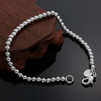 Beautiful fashion Elegant Gold color silver plated 4MM beads chain women lady cute Bracelet high quality Gorgeous jewelry H198