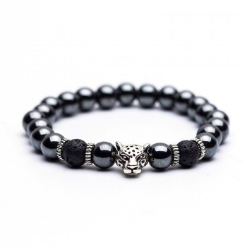 Charm Natural stone bracelets High quality Goldenamp;Black Crown Dumbbells Mens bracelets Hematite Beads Bracelet For Women Men