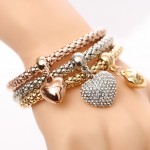 3 Pcs/Set Crystal Owl Heart Charm Bracelets amp; Bangles Gold/Silver Plated Elephant Anchor Pendants Rhinestone Bracelets For Women
