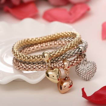 3 Pcs/Set Crystal Owl Heart Charm Bracelets amp; Bangles Gold/Silver Plated Elephant Anchor Pendants Rhinestone Bracelets For Women