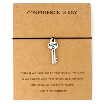 Confidence is Key Lock Rope Chain Adjustable Bracelets Fish Hook Sailing Charms Women Men Unisex Jewelry Lovers Christmas Gift