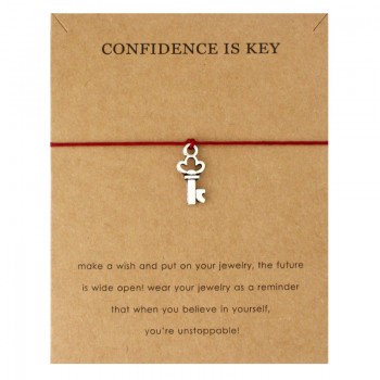 Confidence is Key Lock Rope Chain Adjustable Bracelets Fish Hook Sailing Charms Women Men Unisex Jewelry Lovers Christmas Gift