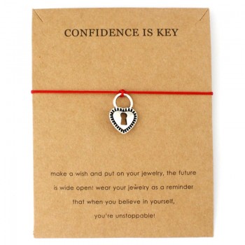 Confidence is Key Lock Rope Chain Adjustable Bracelets Fish Hook Sailing Charms Women Men Unisex Jewelry Lovers Christmas Gift
