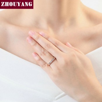 ZHOUYANG Wedding Ring For Women Lover Classic Micro-inserts Cubic Zirconia Wedding Engagement Ring Rose Gold Color Jewelry R062