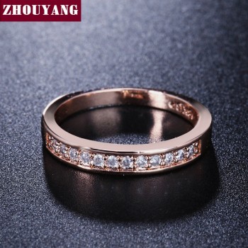 ZHOUYANG Wedding Ring For Women Lover Classic Micro-inserts Cubic Zirconia Wedding Engagement Ring Rose Gold Color Jewelry R062