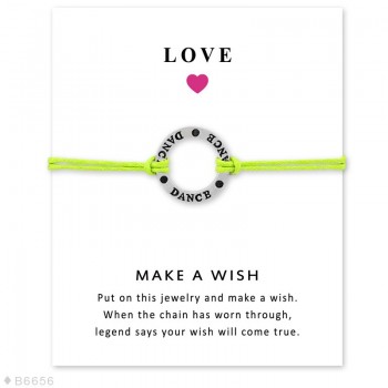 Dance Faith Hope Love Antique Silver Charm Card Adjustable Bracelets Bangles Women Men Girls Girl Friendship Christmas Gift