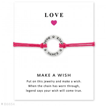 Dance Faith Hope Love Antique Silver Charm Card Adjustable Bracelets Bangles Women Men Girls Girl Friendship Christmas Gift