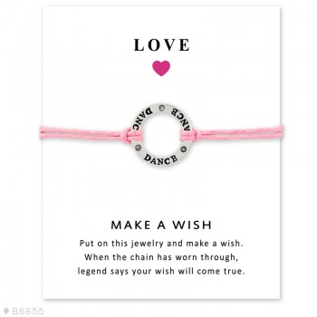 Dance Faith Hope Love Antique Silver Charm Card Adjustable Bracelets Bangles Women Men Girls Girl Friendship Christmas Gift