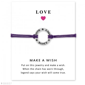 Dance Faith Hope Love Antique Silver Charm Card Adjustable Bracelets Bangles Women Men Girls Girl Friendship Christmas Gift
