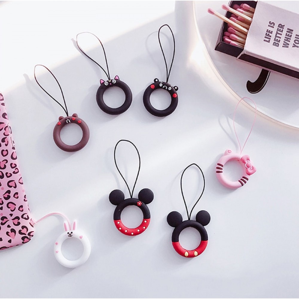 Kawaii Cartoon Flower Phone Strap Silicone Pendant Mobile Phone Ring Straps For iPhone Smart Phone Lanyard For Keys Card