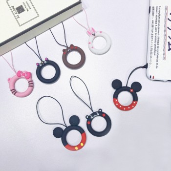 Kawaii Cartoon Flower Phone Strap Silicone Pendant Mobile Phone Ring Straps For iPhone Smart Phone Lanyard For Keys Card