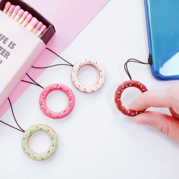 Kawaii Cartoon Flower Phone Strap Silicone Pendant Mobile Phone Ring Straps For iPhone Smart Phone Lanyard For Keys Card