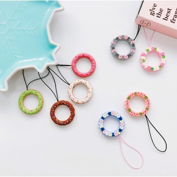 Kawaii Cartoon Flower Phone Strap Silicone Pendant Mobile Phone Ring Straps For iPhone Smart Phone Lanyard For Keys Card