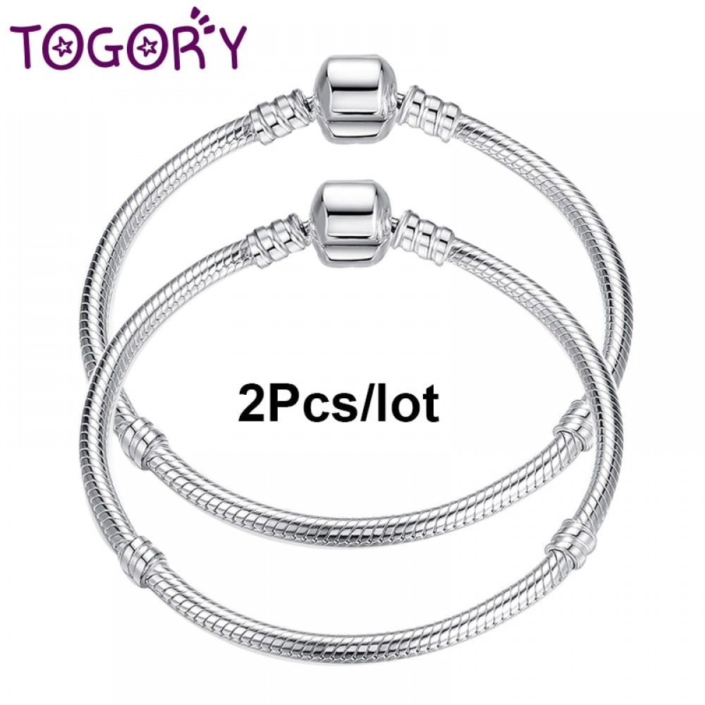 TOGORY 2Pcs /lot 17cm-21cm Basic Chain With Snake Clasp fit Charm Fine Bracelets amp; Necklaces Fashion Jewelry