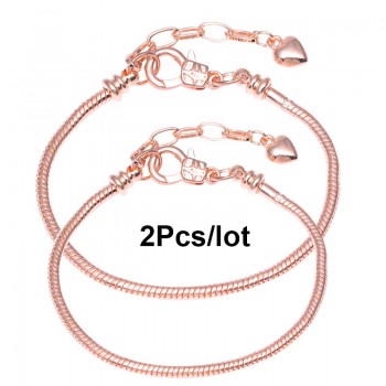 TOGORY 2Pcs /lot 17cm-21cm Basic Chain With Snake Clasp fit Charm Fine Bracelets amp; Necklaces Fashion Jewelry