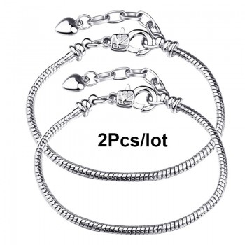 TOGORY 2Pcs /lot 17cm-21cm Basic Chain With Snake Clasp fit Charm Fine Bracelets amp; Necklaces Fashion Jewelry