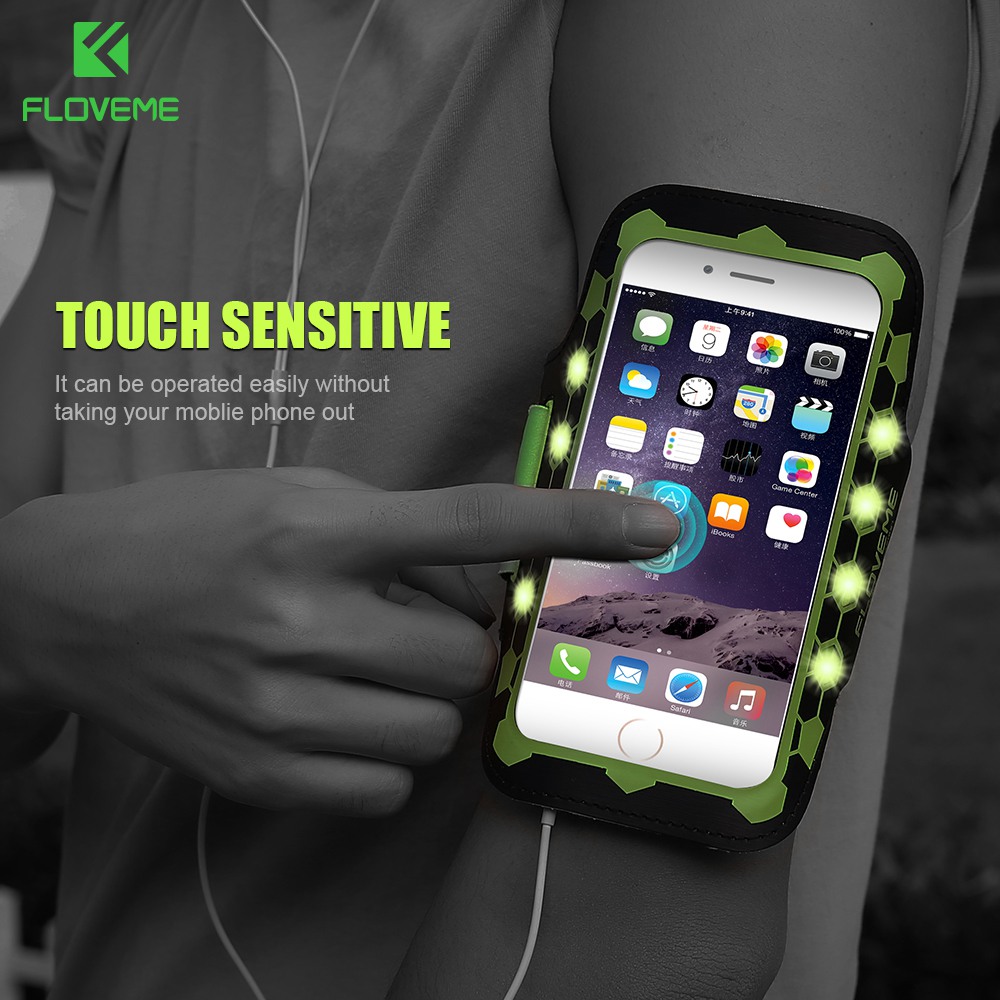 FLOVEME Universal 4.7 Inch LED Flash Light Sport Arm Band Case For iPhone 7 6 6s Pouch Running Armband Brassard Capa Accessories