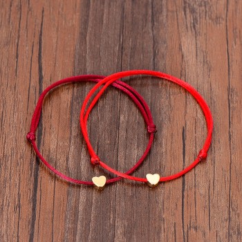 VEKNO Gold Color Heart Bracelet Silver Handmade Jewelry Multicolor Rope Adjustable String Lucky Bracelet For Women Children