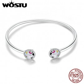 WOSTU Hot Sale Real 925 Sterling Silver Licorne Bangle amp; Bracelets For Women Trendy Fashion Jewelry Gift CQB082