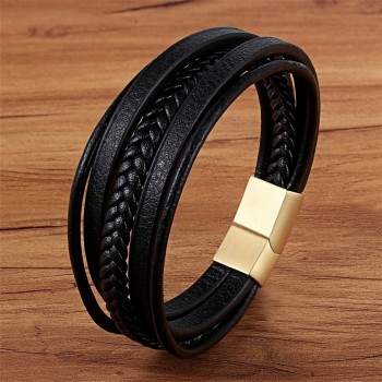 XQNI 2018 New Design Multi-layers Handmade Braided Genuine Leather Bracelet amp; Bangle For Men Male Hand Jewelry For Birthday Gift