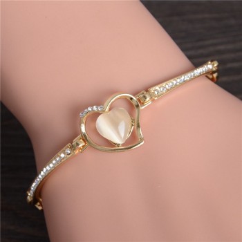 Women Fashion Bridal Jewelry Flower Opal Charm Bracelets Gold Color Crystal Statement Bracelets amp; Bangles