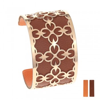 Legenstar Open Cuff Stainless Steel Bracelet amp;Bangle for Women 40 mm Rose Gold Flower Of Life Interchangeable Leather Pulseiras